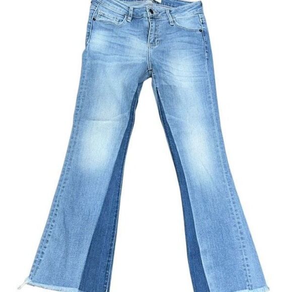 Hidden Jeans Two Tone Cropped Bell Bottom Flared Jeans Size 25 - Picture 1 of 5